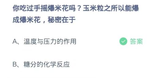蚂蚁庄园12月31日:你吃过手摇爆米花吗玉米粒之所以能爆成爆米花秘密在于-第2张图片