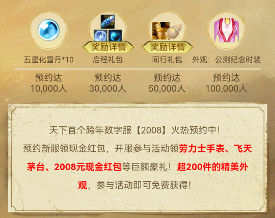 随机掉落价值10万元的劳力士？天下贰大区首个跨年数字服【2008】来袭！-第5张图片