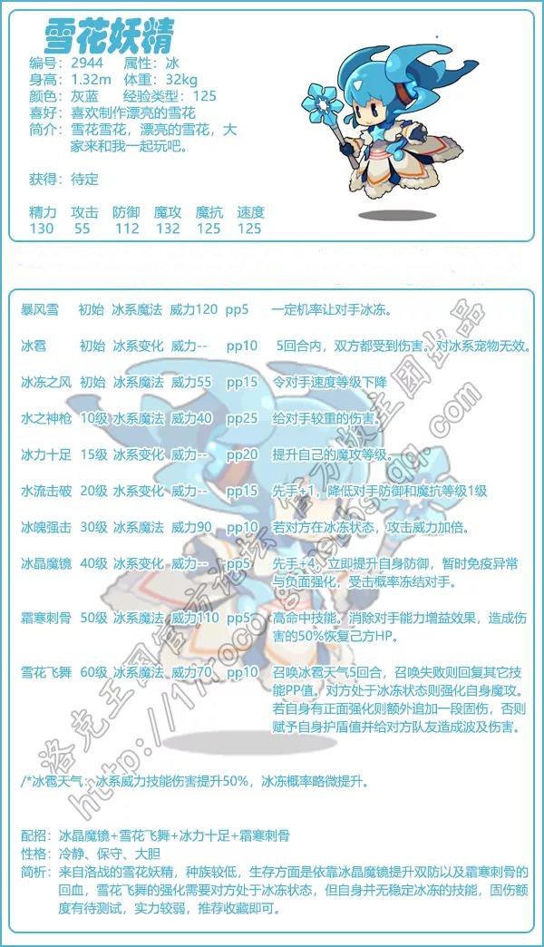 《洛克王国》雪花妖精技能表图鉴-第2张图片