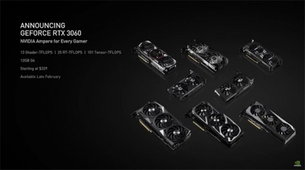 英伟达发布最新版RTX 3060显卡 12G显存甚至高于3080-第1张图片