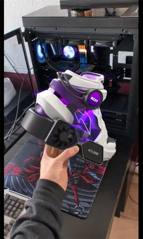 鞋子也能装显卡？ 外国大佬鞋子装了RTX 3080还能播放视频-第7张图片