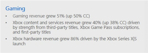 微软2021财年第二季度财报公开 Xbox收入增长51% XGP收入增长40%-第2张图片