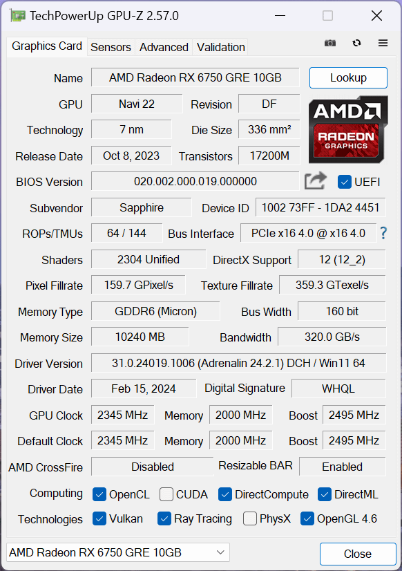 FSR 3助力性能暴增146% 蓝宝石RX 6750 GRE 10GB D6极地版PRO评测-第2张图片
