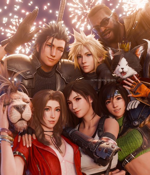 优雅！玩家绘晚礼服版《FF7重生》主角团-第5张图片