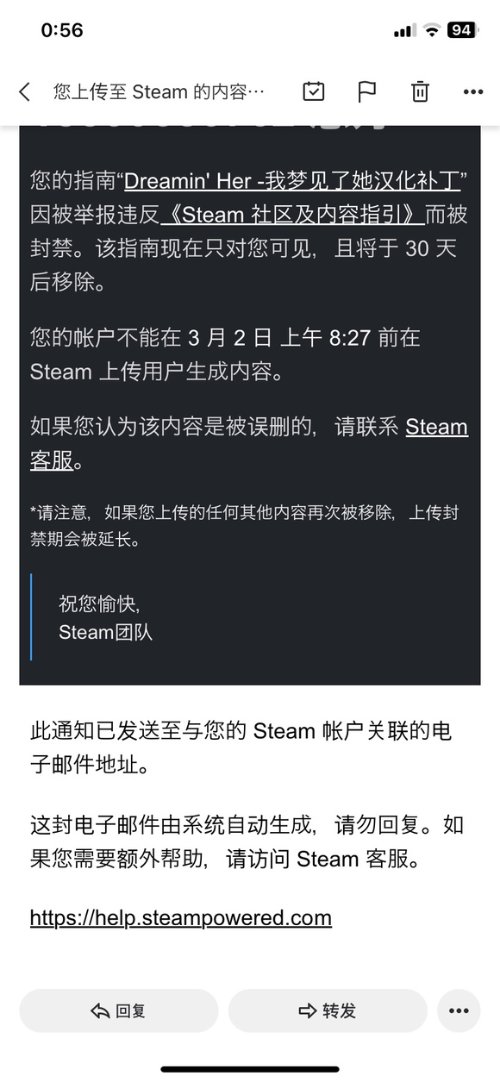 玩家在steam发汉化补丁被封禁 玩家：估计是贩子作祟-第1张图片