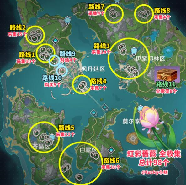 原神4.6新材料采集路线 虹彩蔷薇刷新位置一览-第3张图片
