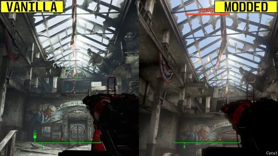 挑战画面上限：博主给《辐射4》打120个MOD对比原版-第1张图片