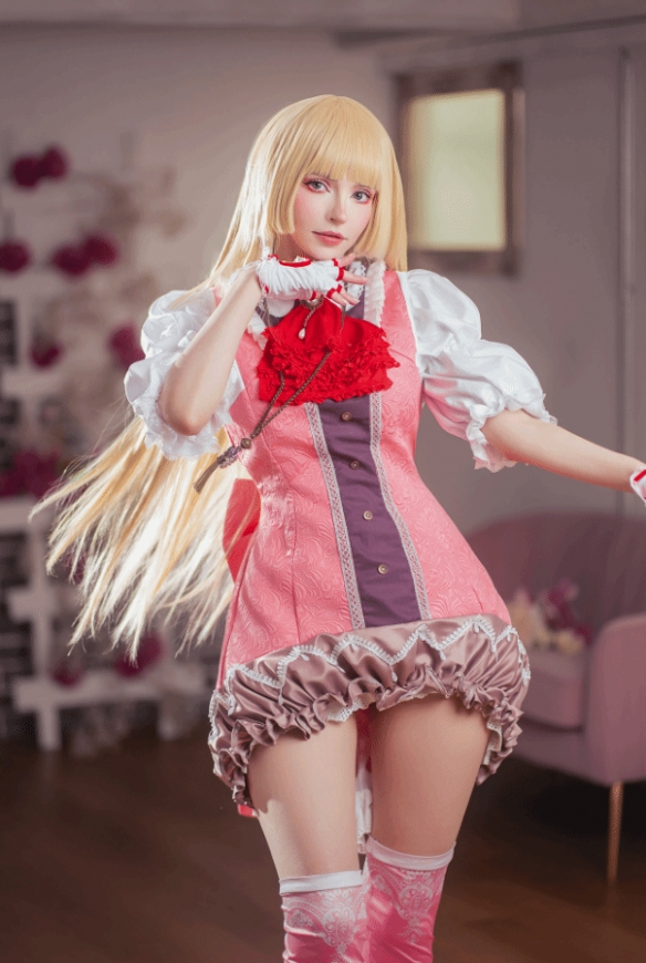 艾什莉体模COS《原神》猫女绮良良 黄发绿眼小尾巴！-第5张图片
