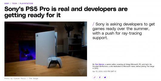 Theverge: PS5 Pro是真实存在的，开发者正在为此做准备。-第1张图片