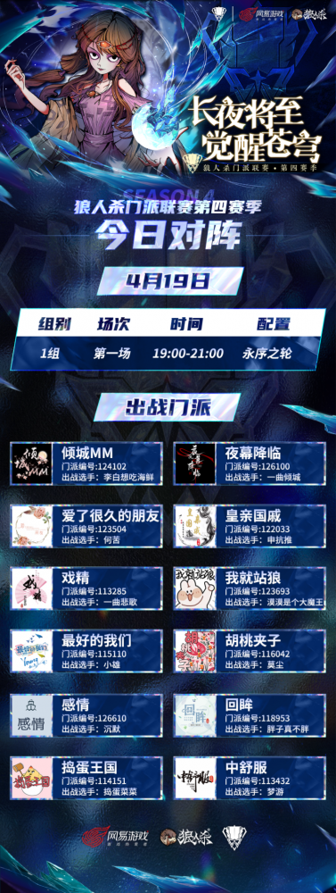 夜晚来临，唤醒天空！狼人杀门派联赛第四季资格赛正式开始。-第2张图片