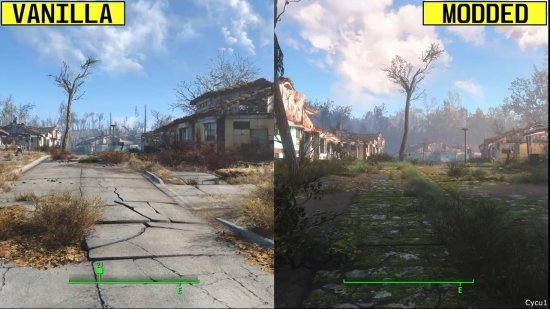 挑战画面上限：博主给《辐射4》打120个MOD对比原版-第2张图片