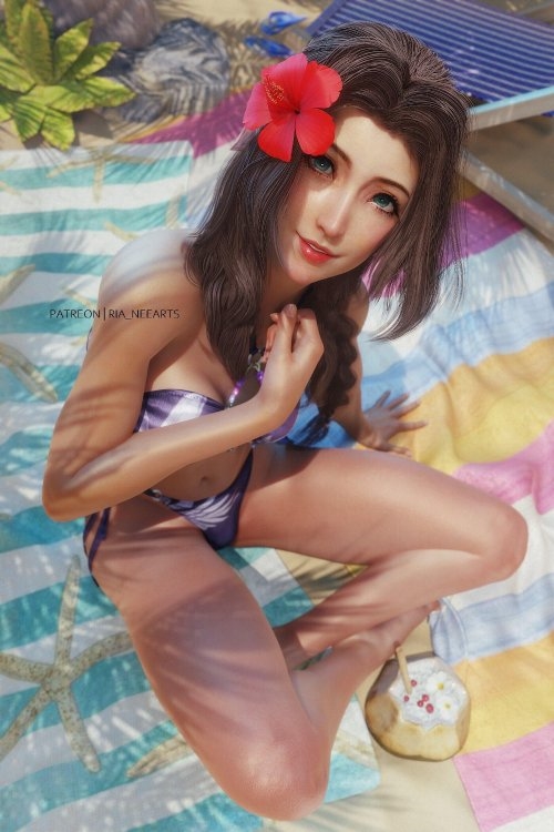 蒂法美如画！粉丝自制《最终幻想7:重制版》3D美图-第11张图片