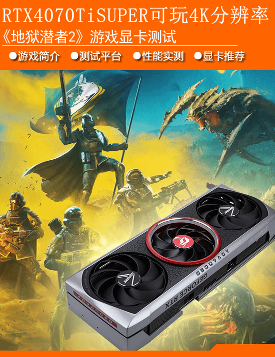《地狱潜水员2》显卡性能测试:RTX4070 Ti超级能打4K。-第1张图片