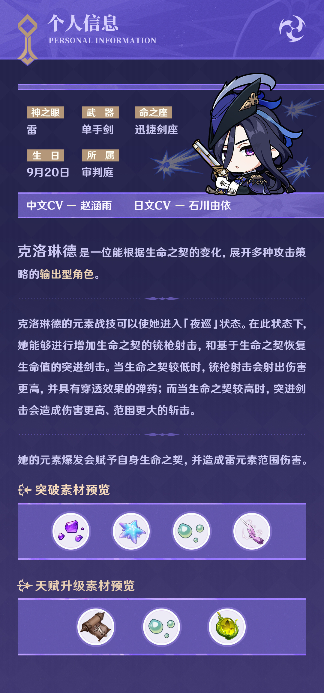 原神Clorind的作用是什么？原神Clorind的角色属性介绍。-第3张图片