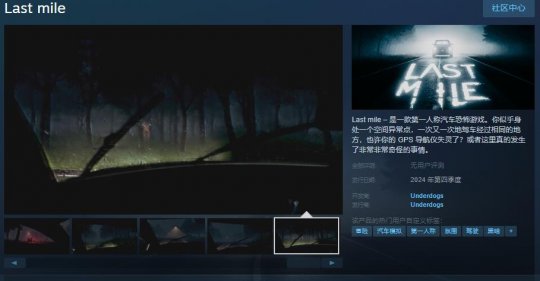 第一人称汽车恐怖游戏《最后一英里》的steam页面支持Jane。-第1张图片 第一人称汽车恐怖游戏《最后一英里》的steam页面支持Jane。-第1张图片