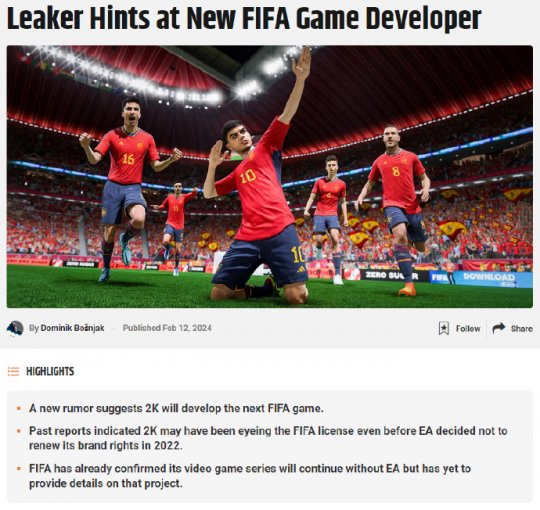 延续30年的足球游戏IP FIFA系列被2K接手给EA对抗。-第3张图片 延续30年的足球游戏IP FIFA系列被2K接手给EA对抗。-第3张图片