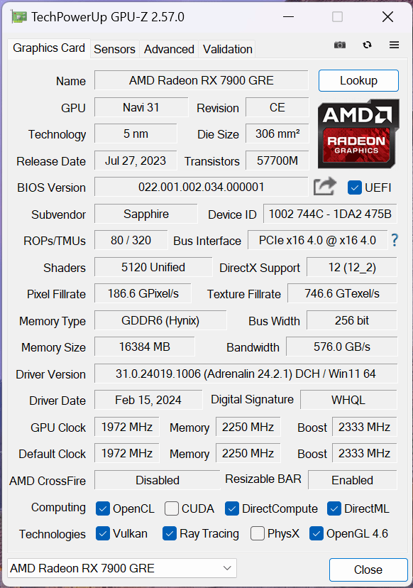 FSR 3助100帧播放4K优质蓝宝石RX 7900 GRE 16GB D6极地版OC评测-第2张图片